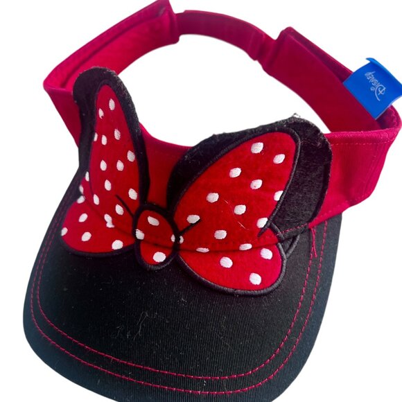 Disney Minnie Mouse Red & Black Visor Hat For Woman or Older Kids - Picture 3 of 11